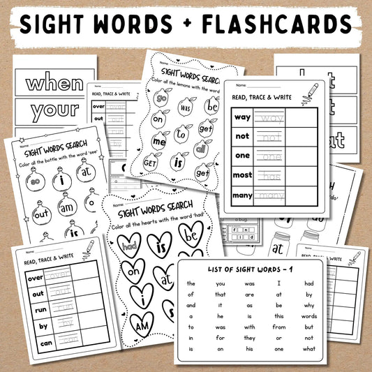 Preschool Kindergarten learning BUNDLE | +600 Pages | PRINTABLE Worksheets | Alphabet, Dot To Dot, Tracing, Coloring, Sight Words